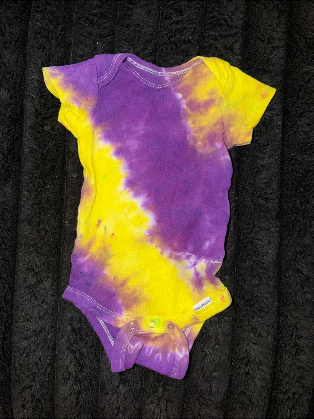 Gerber Tie-Dye Short Sleeve One-Piece in Purple and Yellow